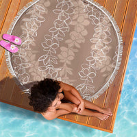Hawaii Plumeria Lei Beach Blanket Aloha Festive Vibe - Beige