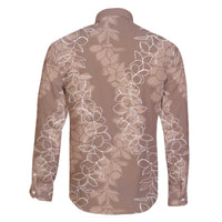 Hawaii Plumeria Lei Family Matching Off Shoulder Short Dress and Hawaiian Shirt Aloha Festive Vibe - Beige