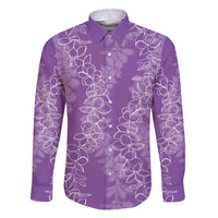 Hawaii Plumeria Lei Family Matching Off The Shoulder Long Sleeve Dress and Hawaiian Shirt Aloha Festive Vibe - Violet