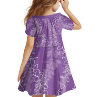 Hawaii Plumeria Lei Kid Short Sleeve Dress Aloha Festive Vibe - Violet