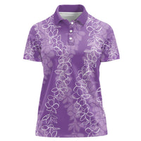 Hawaii Plumeria Lei Women Polo Shirt Aloha Festive Vibe - Violet