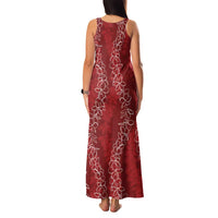 Hawaii Plumeria Lei Family Matching Tank Maxi Dress and Hawaiian Shirt Aloha Festive Vibe - Crimson