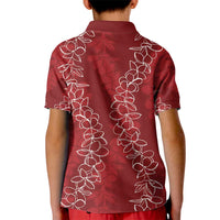 Hawaii Plumeria Lei Kid Polo Shirt Aloha Festive Vibe - Crimson