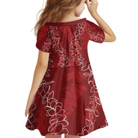 Hawaii Plumeria Lei Kid Short Sleeve Dress Aloha Festive Vibe - Crimson