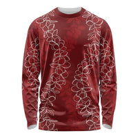 Hawaii Plumeria Lei Long Sleeve Shirt Aloha Festive Vibe - Crimson