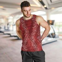 Hawaii Plumeria Lei Men Tank Top Aloha Festive Vibe - Crimson