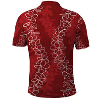 Hawaii Plumeria Lei Polo Shirt Aloha Festive Vibe - Crimson