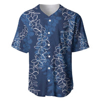 Hawaii Plumeria Lei Baseball Jersey Aloha Festive Vibe - Navy Blue LT7 Navy Blue - Polynesian Pride