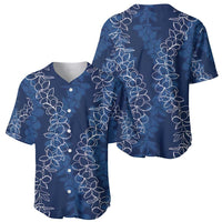Hawaii Plumeria Lei Baseball Jersey Aloha Festive Vibe - Navy Blue LT7 - Polynesian Pride
