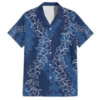Hawaii Plumeria Lei Family Matching Summer Maxi Dress and Hawaiian Shirt Aloha Festive Vibe - Navy Blue