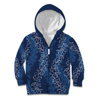 Hawaii Plumeria Lei Kid Hoodie Aloha Festive Vibe - Navy Blue