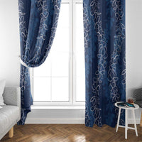 Hawaii Plumeria Lei Window Curtain Aloha Festive Vibe - Navy Blue