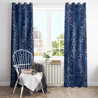 Hawaii Plumeria Lei Window Curtain Aloha Festive Vibe - Navy Blue