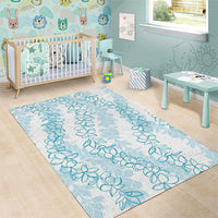 Hawaii Plumeria Lei Area Rug Aloha Festive Vibe - Turquoise