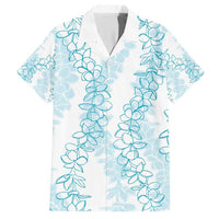 Hawaii Plumeria Lei Family Matching Short Sleeve Bodycon Dress and Hawaiian Shirt Aloha Festive Vibe - Turquoise