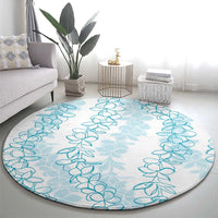 Hawaii Plumeria Lei Round Carpet Aloha Festive Vibe - Turquoise