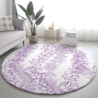 Hawaii Plumeria Lei Round Carpet Aloha Festive Vibe - Amethyst