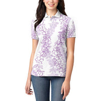 Hawaii Plumeria Lei Women Polo Shirt Aloha Festive Vibe - Amethyst