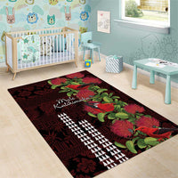 Hawaii Mele Kalikimaka Kakau Area Rug I'iwi Bird on Ohia Lehua