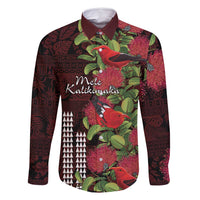 Hawaii Mele Kalikimaka Kakau Family Matching Long Sleeve Bodycon Dress and Hawaiian Shirt I'iwi Bird on Ohia Lehua