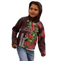 Hawaii Mele Kalikimaka Kakau Kid Hoodie I'iwi Bird on Ohia Lehua