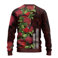 Hawaii Mele Kalikimaka Kakau Ugly Christmas Sweater I'iwi Bird on Ohia Lehua