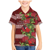 Hawaii Christmas Mele Kalikimaka Family Matching Mermaid Dress and Hawaiian Shirt I'iwi Bird on Ohia Lehua