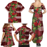 Hawaii Christmas Mele Kalikimaka Family Matching Summer Maxi Dress and Hawaiian Shirt I'iwi Bird on Ohia Lehua