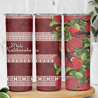 Hawaii Christmas Mele Kalikimaka Skinny Tumbler I'iwi Bird on Ohia Lehua
