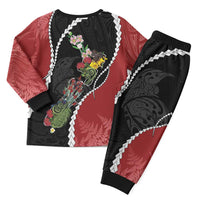 New Zealand Christmas Pajama Set Flora Map with Birds - Polynesian Pride