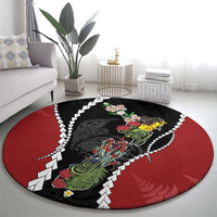 New Zealand Christmas Round Carpet Flora Map with Birds - Polynesian Pride