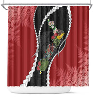 New Zealand Christmas Shower Curtain Flora Map with Birds - Polynesian Pride