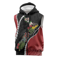 New Zealand Christmas Sleeveless Zip Hoodie Flora Map with Birds - Polynesian Pride