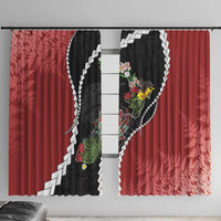 New Zealand Christmas Window Curtain Flora Map with Birds - Polynesian Pride