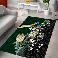 Custom South Africa Mix New Zealand Rugby 2023 Area Rug World Cup Greatest Rivalry LT7 - Polynesian Pride