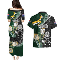 Custom South Africa Mix New Zealand Rugby 2023 Couples Matching Puletasi Dress and Hawaiian Shirt World Cup Greatest Rivalry LT7 - Polynesian Pride