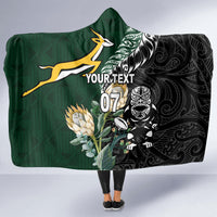 Custom South Africa Mix New Zealand Rugby 2023 Hooded Blanket World Cup Greatest Rivalry LT7 - Polynesian Pride