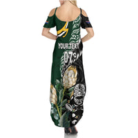 Custom South Africa Mix New Zealand Rugby 2023 Summer Maxi Dress World Cup Greatest Rivalry LT7 - Polynesian Pride