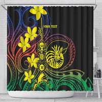 New Caledonia Kanaky Personalized Shower Curtain Fleche Faitiere - Plumeria LT7 - Polynesian Pride