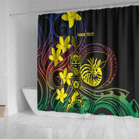 New Caledonia Kanaky Personalized Shower Curtain Fleche Faitiere - Plumeria LT7 - Polynesian Pride