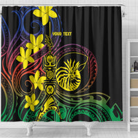 New Caledonia Kanaky Personalized Shower Curtain Fleche Faitiere - Plumeria LT7 - Polynesian Pride