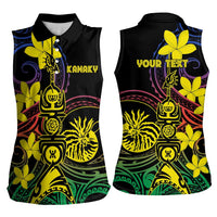 New Caledonia Kanaky Personalized Women Sleeveless Polo Shirt Fleche Faitiere - Plumeria