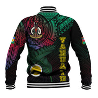 Personalised Vanuatu Baseball Jacket Turtle Chest Tattoo Flag Color - Shefa LT7 - Polynesian Pride