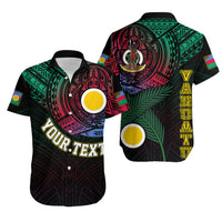 Personalised Vanuatu Hawaiian Shirt Turtle Chest Tattoo Flag Color - Shefa LT7 Black - Polynesian Pride