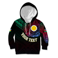 Personalised Vanuatu Kid Hoodie Turtle Chest Tattoo Flag Color - Shefa LT7 Hoodie Black - Polynesian Pride