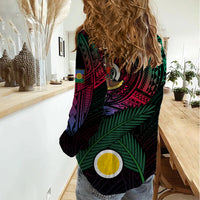 Personalised Vanuatu Women Casual Shirt Turtle Chest Tattoo Flag Color - Shefa LT7 - Polynesian Pride