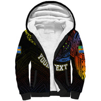 Personalised Vanuatu Sherpa Hoodie Turtle Chest Tattoo Flag Color - Tafea LT7 Unisex Black - Polynesian Pride