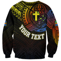 Personalised Vanuatu Sweatshirt Turtle Chest Tattoo Flag Color - Tafea LT7 Unisex Black - Polynesian Pride