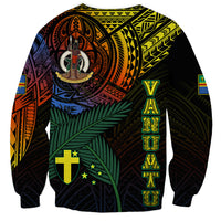 Personalised Vanuatu Sweatshirt Turtle Chest Tattoo Flag Color - Tafea LT7 - Polynesian Pride