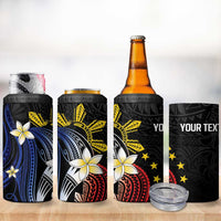 Personalized Philippines Tribal 4 in 1 Can Cooler Tumbler Tropical Waves - Plumeria LT7 - Polynesian Pride